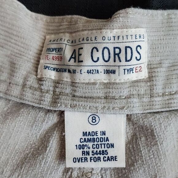 American Eagle Cords Women's Corduroy Pants Straight Leg Button Fly Beige Tan 8 - Picture 4 of 11